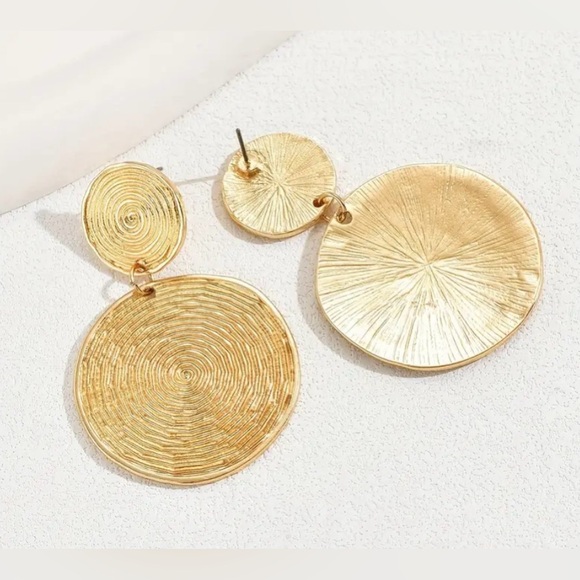 18K Gold Plated Coin Discs Earrings - Picture 3 of 4
